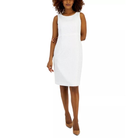 Kasper Women's Jacquard-Texture Seamed Sheath Dress Vanilla Ice Size 6 NWT - Picture 1 of 6
